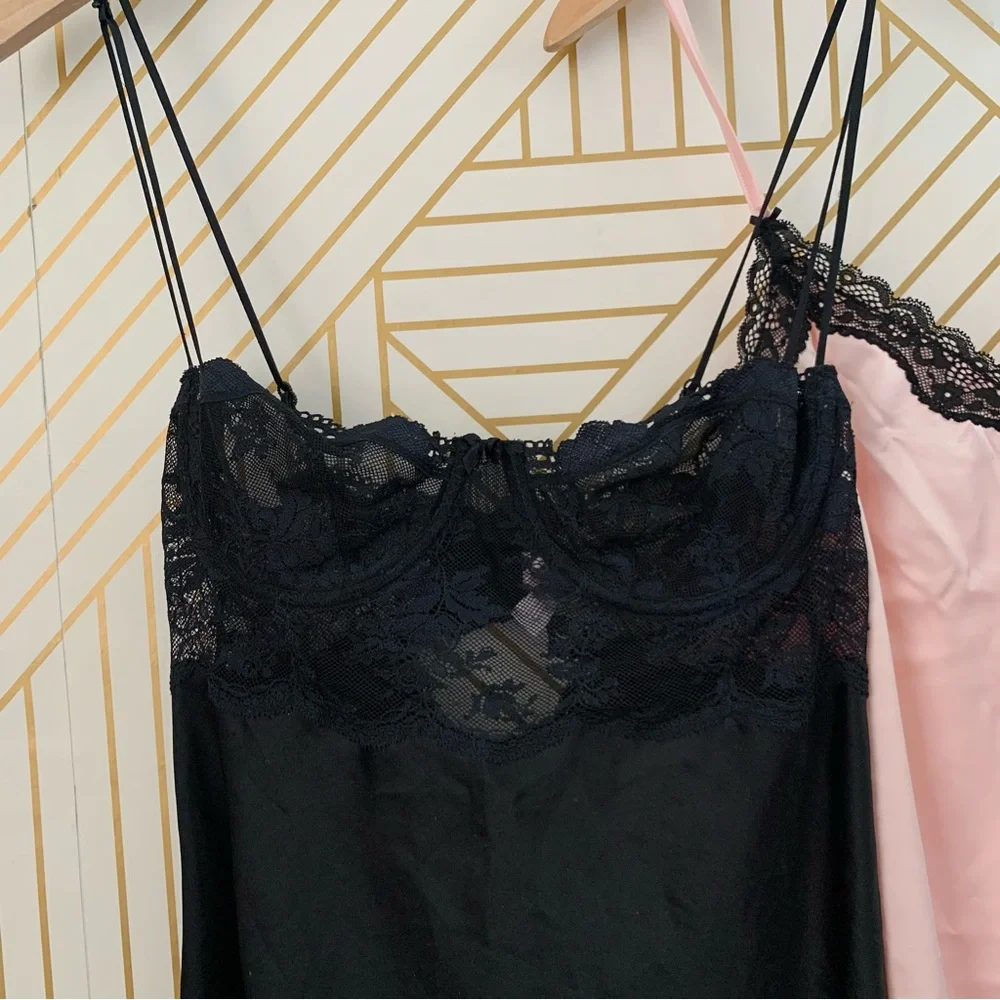 Victorias Secret Lace bra & trim Babydoll slip lot 36C M satin tease collection